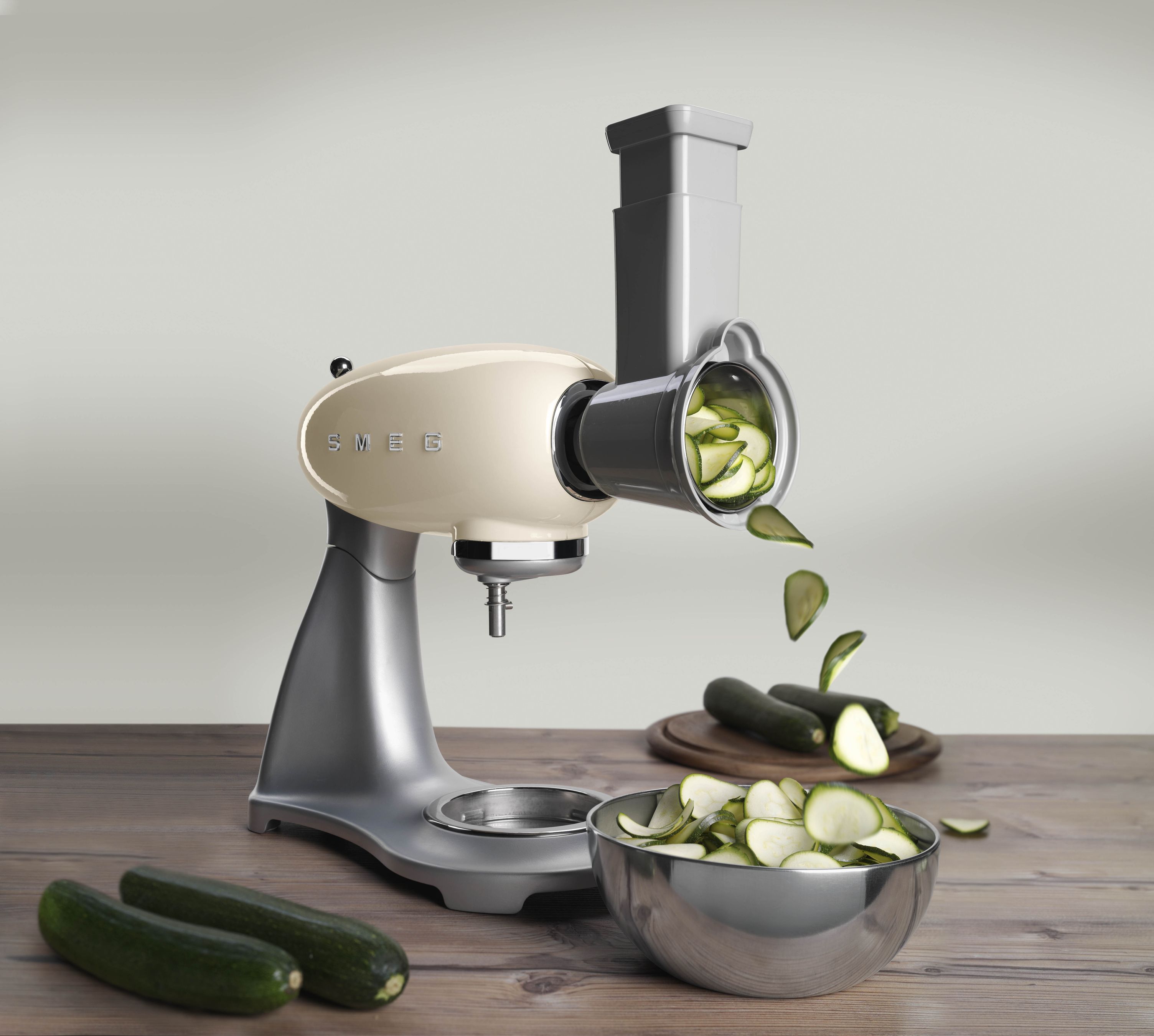 4 Edelstahl-Vorsätze zum Schneiden und Raspeln für Küchenmaschine SMSG01